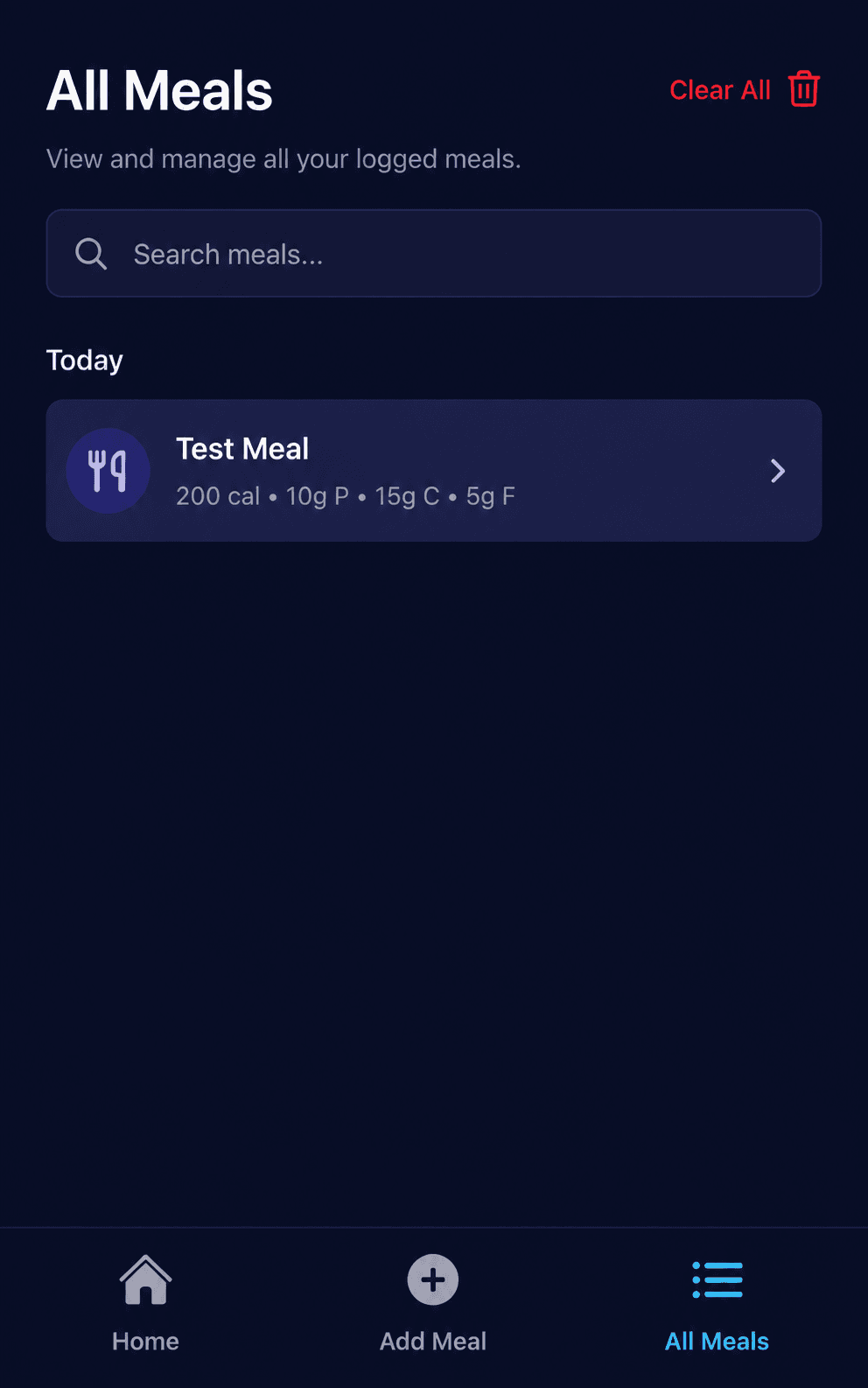 Macrozone saved meals list