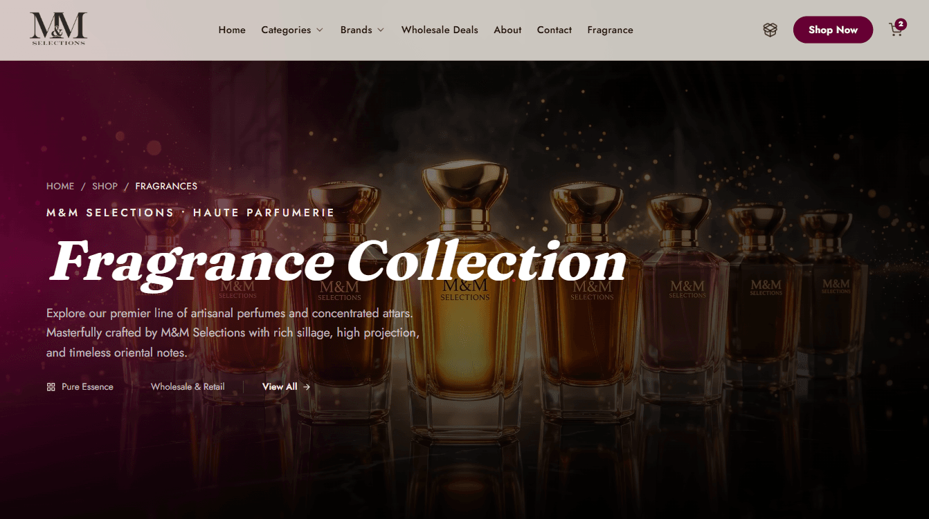 M&M Selections dedicated fragrance collection department