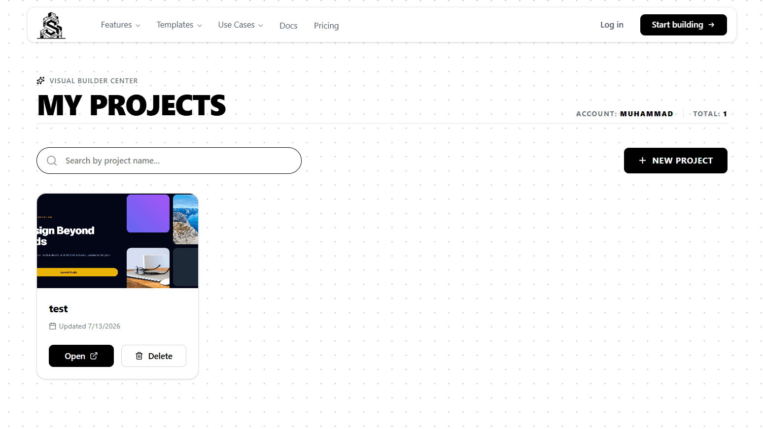 Sable Build project dashboard
