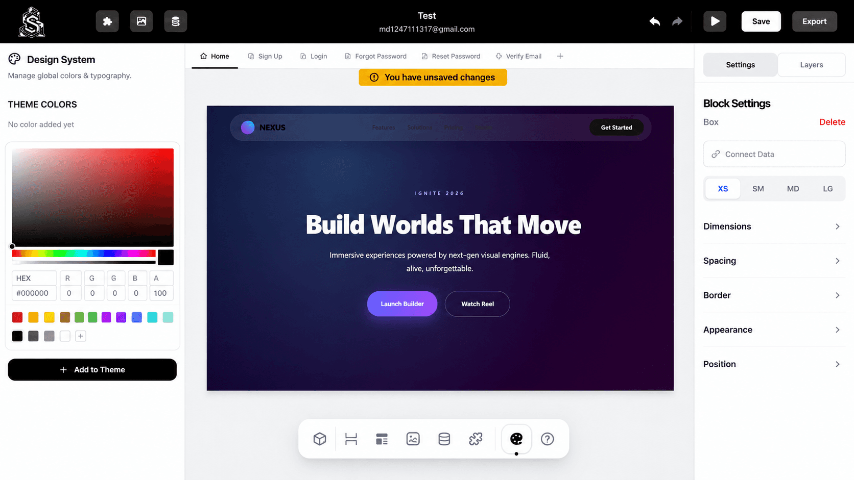 Sable Build global design system editor