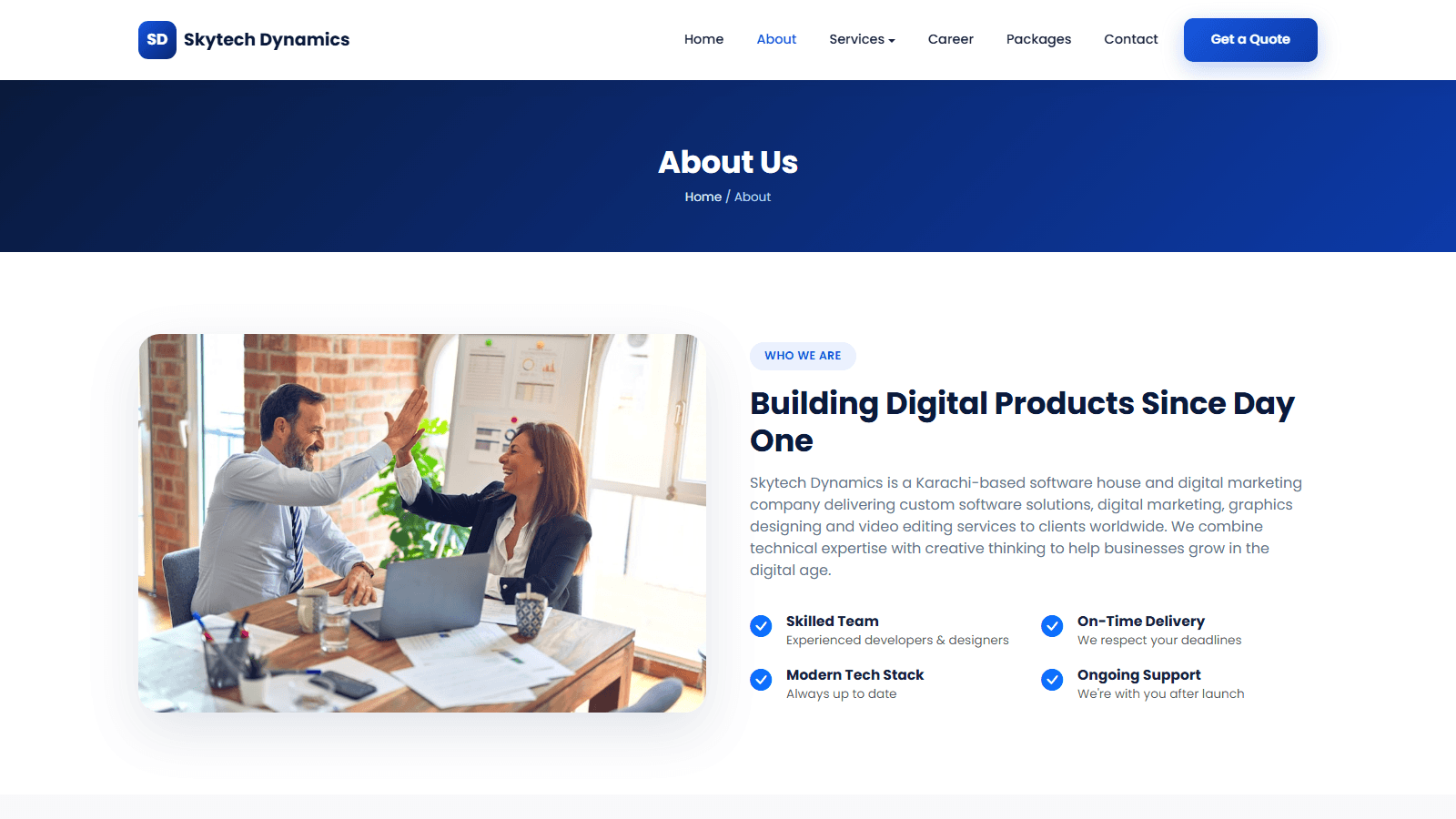 Skytech Dynamics about page