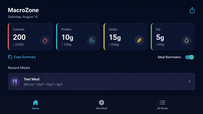 Macrozone (Nutrition Tracker App) project preview